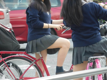 【画像】自転車に乗る女子高生ってサドルの先っちょを疑似コキしてるってこと！？の画像