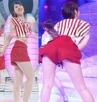桜庭ななみの短パンで尻を突き出してスケベなマンスジの画像