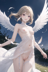 【自作AI】エロ天使降臨させてみた！天使の翼の生えた女の子のエロ画像！の画像