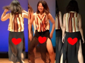 黒のレース衣装越しにハミパンするJKダンス部のハプニングステージ(【A】025)の画像