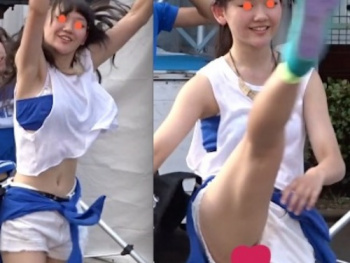 チューブトップからブラチラ&ハイキックでパンチラするサービス満点の美少女JKダンサー:【番外編】vol.57の画像
