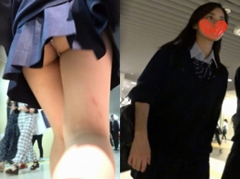 超絶Sランク!鬼カワJKの激食い込みパンツを逆さ撮り:エロスの解明者ペニスの画像