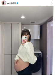 【画像】木村沙織さん、妊娠中のお腹をインスタで公開の画像