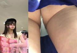 【逆さ撮り盗撮】サングラス女子の生意気Tバックパンチラの画像