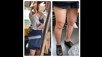 【盗撮】【パンダ大王】2名のJK風S級制服美女の対面エロ過ぎる立ちミニスカ生脚398の画像