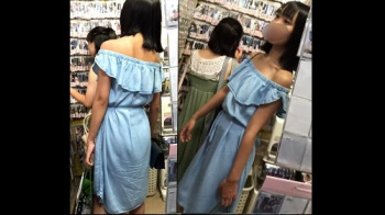 [わんぱく液動画] 友達とお買い物中の肩出しロングワンピース女子にカメラ突っ込んでみた＜JKパンチラ盗撮＞の画像