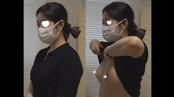 [内科医失格動画]【一般外来】超！敏感チクビを触ると汗だくで悶えはじめるDカップちゃん＜盗撮＞の画像