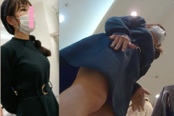 [上目遣い動画]【4K画質】2日撮りでホワイト＆パープルのおかわりパンティ＊ミニワンピで動きまわる巨乳店員さんの足元に夢中♪＜パンチラ盗撮＞の画像