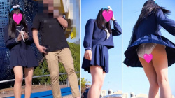 [ドメニコ動画] 制服●K！仮想テーマパークでパパンとはしゃぐcちゃん！？＜JKパンチラ盗撮＞の画像