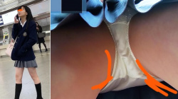 [カルネ動画] C015 ●K顔出し！あの激カワ●Kちゃんと再会！今度はサテン地白Pに撃沈！！＜JKパンチラ盗撮＞の画像