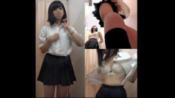 [☆すとろべりぃしぇいく☆動画]【顔アリ】可愛い制服女子のスク水お着替え姿を3アングルでじっくり丸見え盗撮♡＜JK試着室盗撮＞の画像
