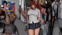 電車内で男達に囲まれエロい目で見られてるミニスカ巨乳女子校生 “18pics”の画像