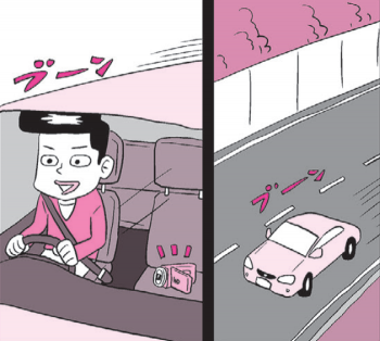 縦漫画・車内は下半身丸出し・道を聞くふりをしてチンポ見せする変態の画像