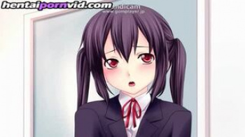 【エロアニメ】ツインテール制服JKを半ば強引に口説いてエッチすることに成功…って言っても手コキまでですけどねの画像