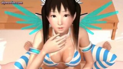 【3Dエロアニメ】天使みたいなコスプレしたツインテールビキニの美少女に痴女られながらの主観セクロス…淫語もバッチリでエロエロ気分の画像