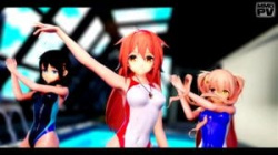 【3Dエロアニメ】実写AV撮影場所で有名な例のプールで超スタイルのいい3人の競泳水着ガールがダンスを踊ってるぜの画像