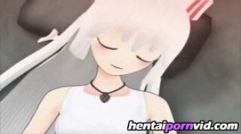 【3Dエロアニメ】薬を間違って飲んでしまった女の子に巨大チンポが生えてふたなり化したので看病に来た友人とセクロスしたったよの画像