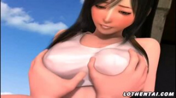 【3Dエロアニメ】ティファがお外でオシッコするもんんだから襲われて野外エッチすることになってしまったの画像