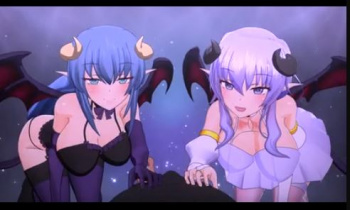 ［エロアニメ］二人のセクシーサキュバスお姉さんたちが手コキで抜いてくれるぜ♪淫語で語り掛けてくれるのもアリだぜの画像