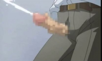 ［エロアニメ］ビルの窓拭き清掃のバイト中に巨乳お姉さんがおっぱい露出して中の会社員の男にオナサポしてるんですよの画像