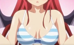 ［エロアニメ］サキュバスJKが巨乳なもんだからそのおっぱいを借りて無理やりパイズリをする男…一度やってみたかったんだよなって気持ちは理解できるの画像