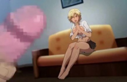［エロアニメ］円光JKがおじさんにセンズリさせて自分はオナネタ提供…おまんこいじくってたら濡れ濡れになってパンツぐっしょりの画像