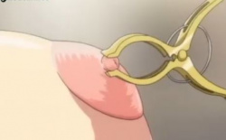 ［エロアニメ］女教師が電車の中で教え子男子が見守る前で巨乳乳首に洗濯バサミで挟まれて「私変態なの」と言いながら悶えている異様な状況ですの画像