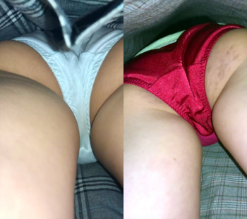【upskirt267逆さ撮りJK】スカートめくりで接写される7人のJK達のパンツ事情の画像