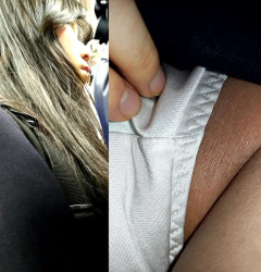 【eros717お触りチカン】満員電車内でスカートを捲り白Pの生地を掴まれる黒髪ロングのJKの画像