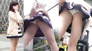 【upskirt627逆さ撮りお姉さん】白く細い太ももと白Pを履くお尻にエロスを感じるキレイなお姉さんのパンチラ動画の画像