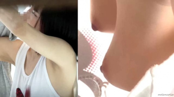 【eros1237乳首チラ盗撮】大きめなゆるいタンクトップから覗く柔らかそうなおっぱいとちくびがエロすぎる洗濯物を干すJDの画像