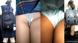 【upskirt849めくりパンチラ】エスカレターでめくりパンチラされる4人のJK達のパンツ事情④の画像