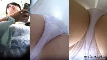 【upskirt1019お姉さん】薄紫の綿Pを真下から撮られる股間の膨らみがエロすぎる童顔系の清楚なお姉さんの画像