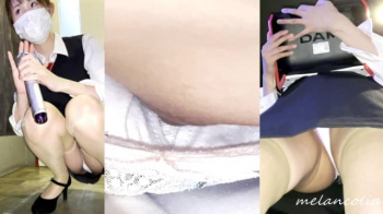 【eros1436乳首チラ盗撮】茶褐色の乳首を撮られ逆さ撮りやしゃがみパンチラをも撮られてしまう美人なカラオケ店員の画像