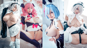 【沖田凛花1】巨乳でパイパンなカラダをエロいポージングで披露するコスプレのレベルが高い美人な台湾のコスプレイヤーの画像