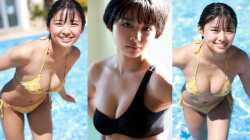 【桑島海空1】美味しそうなおっぱいを水着で披露するむっちりボディのショートカット美少女のグラビア画像の画像