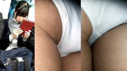 【eros2057めくり接写盗撮】身動きのできない満員電車でスカートをめくられお尻の毛穴までも接写で撮られる白PのJK【re-edit】の画像