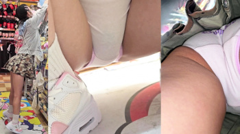 【upskirt1744逆さ撮りロリっ娘】プリプリのプリケツにフィットする白Pを撮られる股間の膨らみがエロいロリっ娘の画像