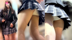 【upskirt1914逆さ撮りJK】プリケツに張り付く白Pとミニスカから伸びるエロい生脚を追い撮りされるカワイイJKの画像