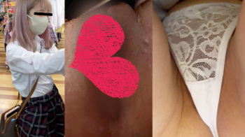 【eros2536パンチラくぱぁ】フロントスケスケのレース白Pを直す際におマ●コくぱぁしてしまいビラビラ大きめなパイパンマ●コを撮られちゃうカワイイJKの画像