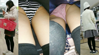 【upskirt2712逆さ撮り】エロいお尻を包む生Pとプリプリの太ももを撮られる店内にいた2人の若い娘の画像