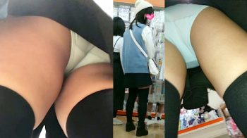 【upskirt2940逆さ撮り】むっちりプリケツにフィットする薄水色Pを粘着撮りされるプリプリの太ももがエロい若い娘の画像