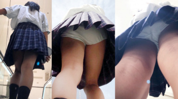 【upskirt3261逆さ撮り】Cくらいのツインテ娘のフルバック白綿Pとプリプリの太ももを堪能する動画の画像