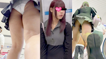 【upskirt3374逆さ撮り】プリケツにフィットする白Pを撮られちゃうぷりぷりのお尻と太ももがエロい若い娘の画像