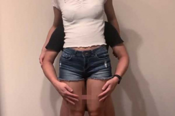 【無修正】嫁のムチムチ太ももにチンポ挟んで太ももコキの画像