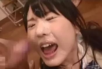 制服姿の石川流花ちゃんが次々と大量ザーメンを顔射される!の画像