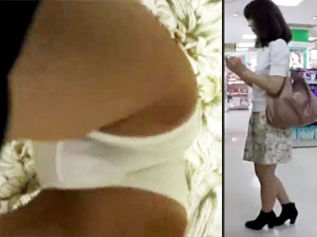 【逆さHERO逆さ撮り盗撮動画】アワーズイン阪急の近辺で女性に声を掛け顔を撮った後はまんすじ浮かぶクロッチ接写撮りwwの画像