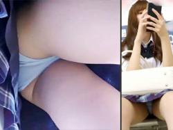 【JK電車盗撮動画】駅ホームのベンチではパンチラ…電車内では逆さ撮りとあらゆる角度から下着を撮られた女子校生ｗｗの画像