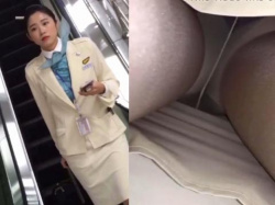 韓国CA追跡で白制服スカートの中をパンチラ盗撮動画の画像