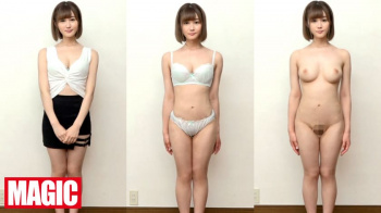 綺麗なお姉さん達の着衣、脱衣、全裸、比較！しかもM字開脚で割れ目をくぱぁして貰っちゃいましたの画像